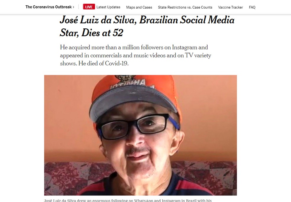 Morte de Jotinha é repercutida pelo ”New York Times”; no jornal, ele é chamado de ”Little J.”